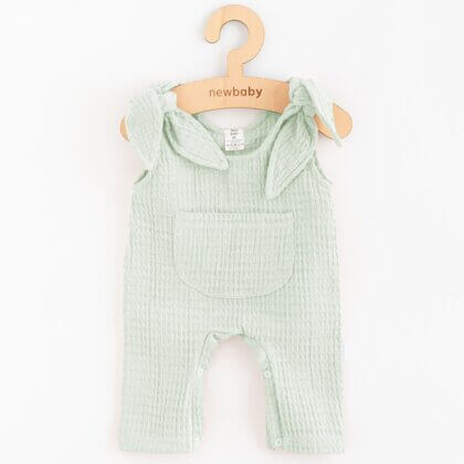 Dojčenské mušelínové zahradníčky New Baby Comfort clothes šalviová