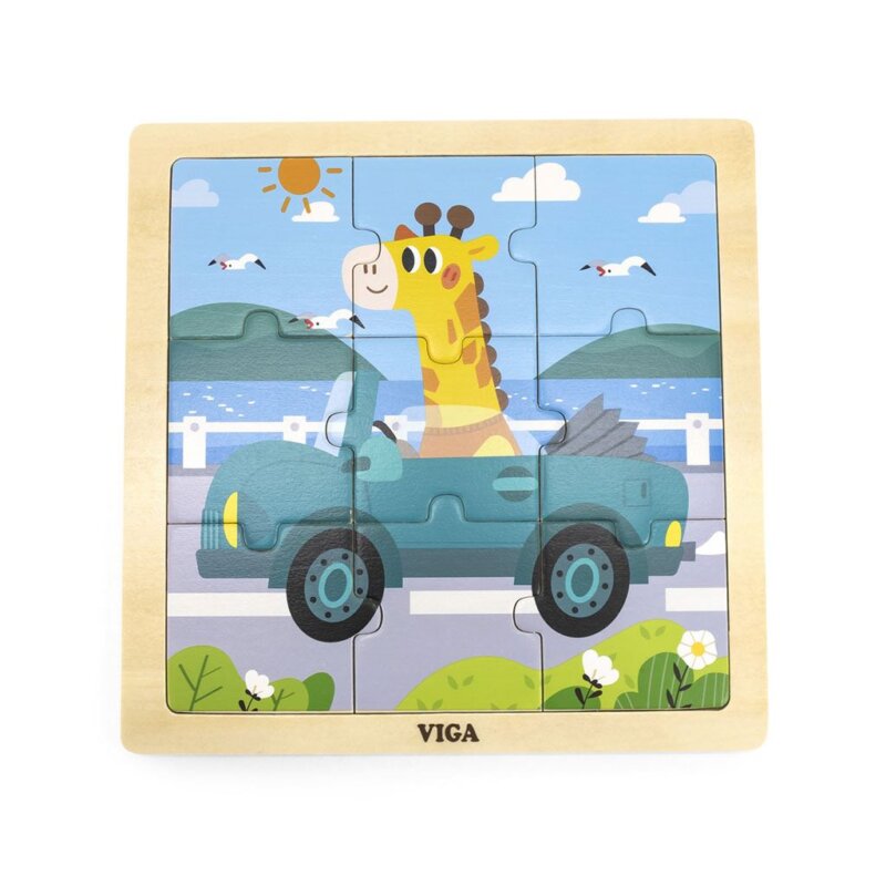 Drevené puzzle pre najmenších Viga 9 ks Auto