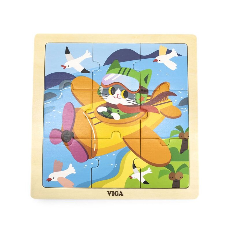 Drevené puzzle pre najmenších Viga 9 ks Lietadlo