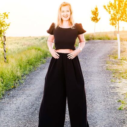 Mušelínové dlhé culottes čierne